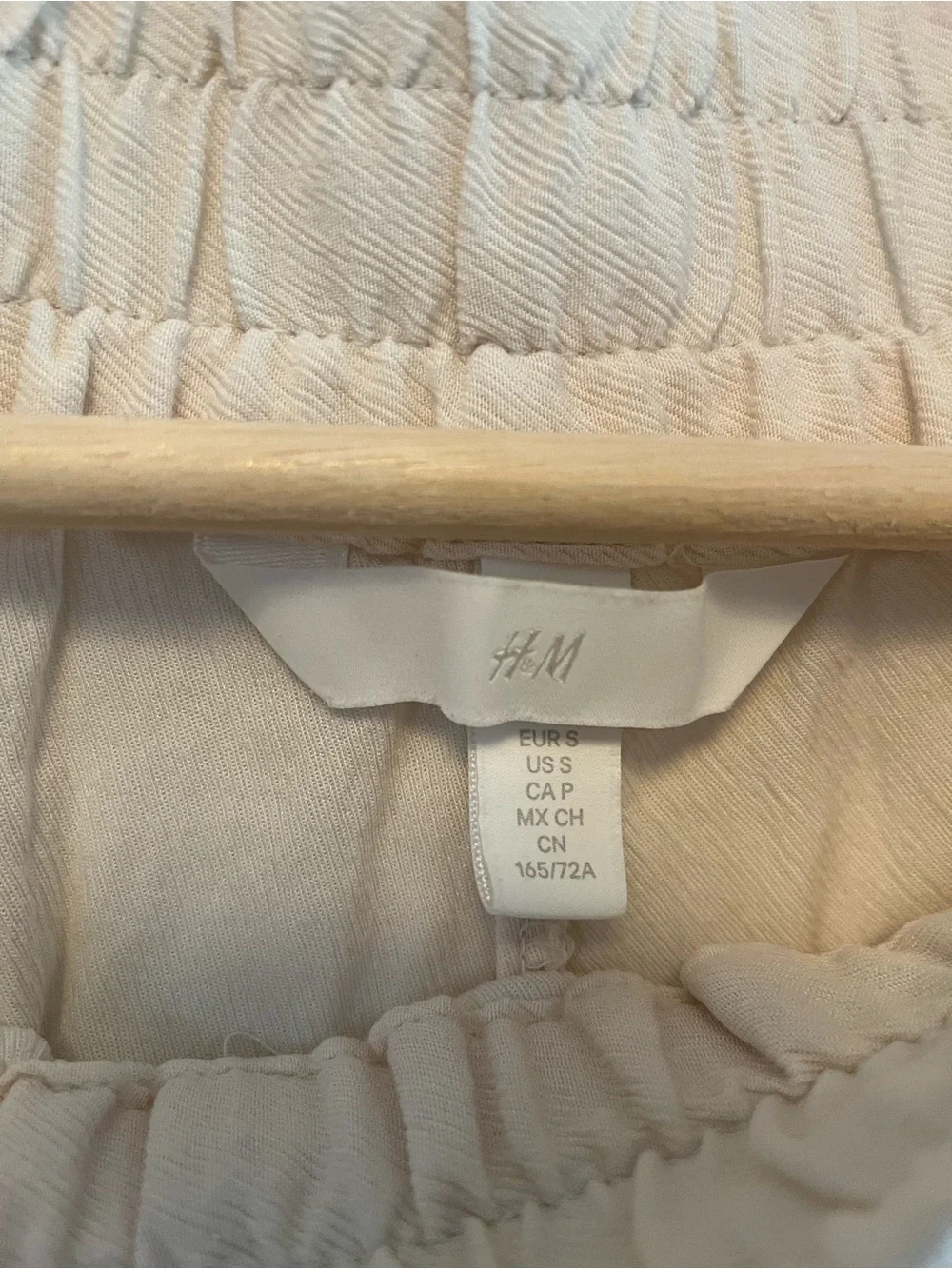 Cream Elastic Waist Casual linen Pants